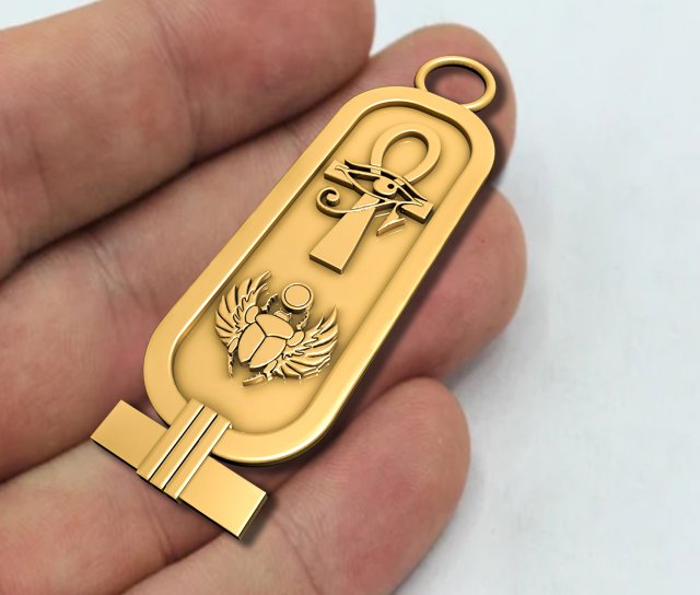 Cartouch Scarab Ankh Pendant Pharaonic Inscriptions Modelo de Impressão 3D .c4d .max .obj .3ds .fbx .stl .blend 