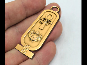 Cartouch Scarab Ankh Pendant Pharaonic Inscriptions 3D Print Model