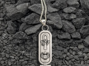 Cartouch Scarab Ankh Pendant Pharaonic Inscriptions Modelo de Impressão 3D