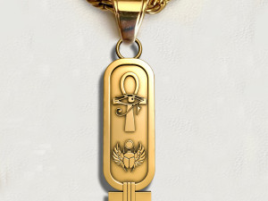 Cartouch Scarab Ankh Pendant Pharaonic Inscriptions Modelo de Impressão 3D