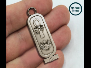 Cartouch Scarab Ankh Pendant Pharaonic Inscriptions Modelo de Impressão 3D