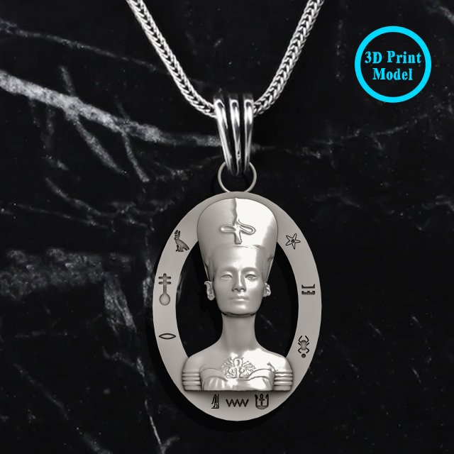 Nefertiti Queen Pendant Ancient Necklaces Pharaonic Egypt Model Cetak 3D .c4d .max .obj .3ds .fbx .stl .blend