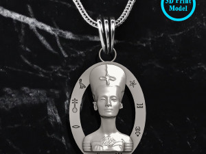 Nefertiti Queen Pendant Ancient Necklaces Pharaonic Egypt 3D Print Model