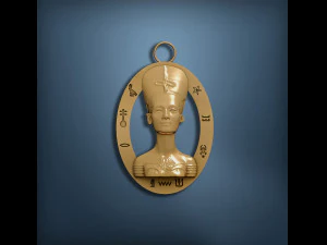 Nefertiti Queen Pendant Ancient Necklaces Pharaonic Egypt 3D Print Model