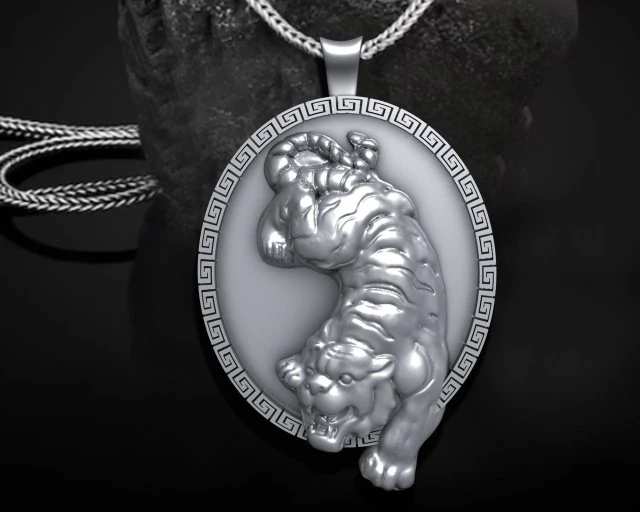 Tiger Pendant M3 3D Print Model .c4d .max .obj .3ds .fbx .stl .blend 