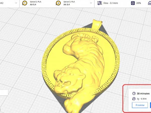 Tiger Pendant M3 3D Print Model