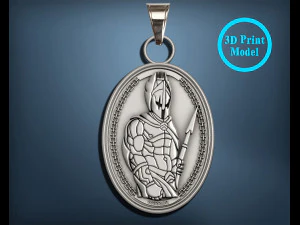 전사 남자 고대 펜던트 3D 프린트 모델