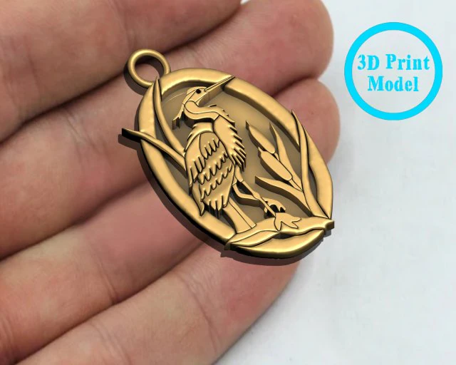 EGRET BIRD PENDANT 3D Print Model .c4d .max .obj .3ds .fbx .stl .blend 