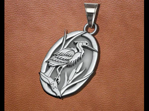 EGRET BIRD PENDANT 3D Print Model