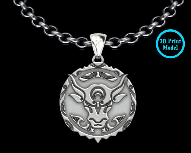 Buffalo Pendant 3D Print Model .c4d .max .obj .3ds .fbx .stl .blend 