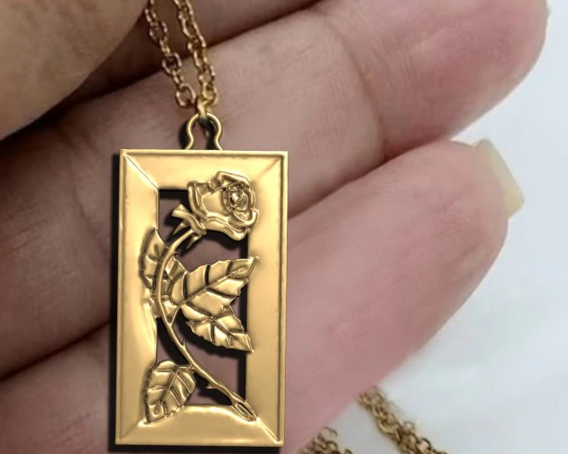 ROSE BRANCH FRAME PENDANT 3D Print Model .c4d .max .obj .3ds .fbx .stl .blend 