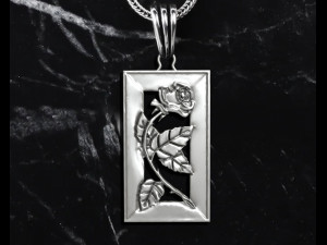 ROSE BRANCH FRAME PENDANT 3D Print Model