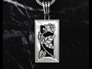 ROSE BRANCH FRAME PENDANT 3D Print Model