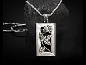 ROSE BRANCH FRAME PENDANT 3D Print Model