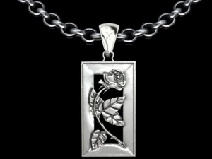 ROSE BRANCH FRAME PENDANT 3D Print Model
