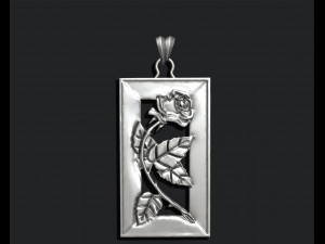 ROSE BRANCH FRAME PENDANT 3D Print Model