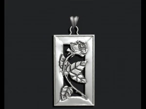 ROSE BRANCH FRAME PENDANT 3D Print Model