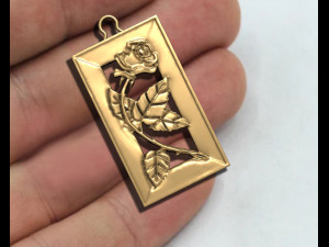 ROSE BRANCH FRAME PENDANT 3D Print Model