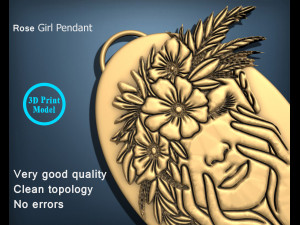 Rose Girl Pendant 3D Print Model