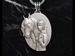 Girl with horse pendant Model do druku 3D