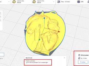 Girl with horse pendant Model do druku 3D