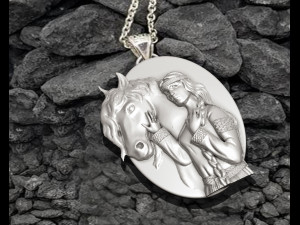 Girl with horse pendant Model do druku 3D