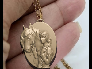 Girl with horse pendant Model do druku 3D