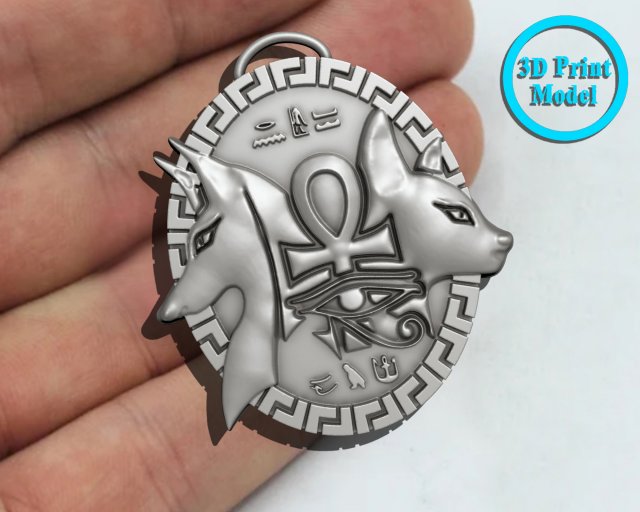 Ankh Cross Pharaonic cat Pendant Modèles 3D en vedette .c4d .max .obj .3ds .fbx .stl .blend 