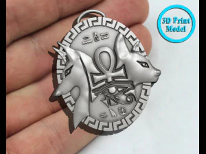 앙크 크로스 파라오 고양이 펜던트 3D 프린트 모델