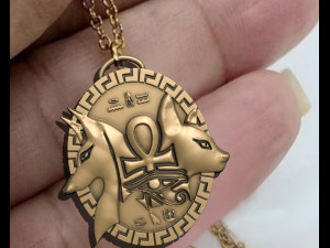 Ankh Cross Pharaonic cat Pendant Modèles 3D en vedette