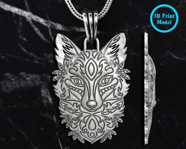 Wolf Pendant 3D Print Model .c4d .max .obj .3ds .fbx .stl .blend 