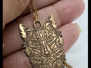 Liontin Serigala Model Cetak 3D