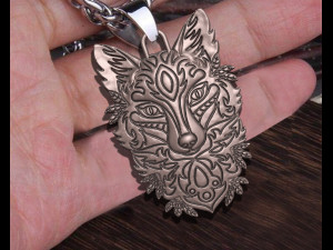 Liontin Serigala Model Cetak 3D