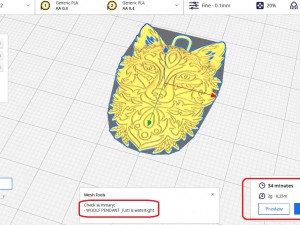 Liontin Serigala Model Cetak 3D