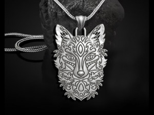 Liontin Serigala Model Cetak 3D