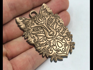 Liontin Serigala Model Cetak 3D