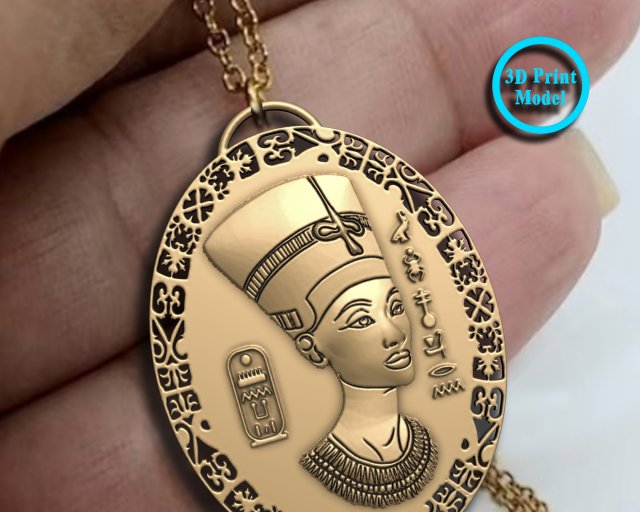 NEFERTITI QUEEN PENDANT 3D 프린트 모델 .c4d .max .obj .3ds .fbx .stl .blend 