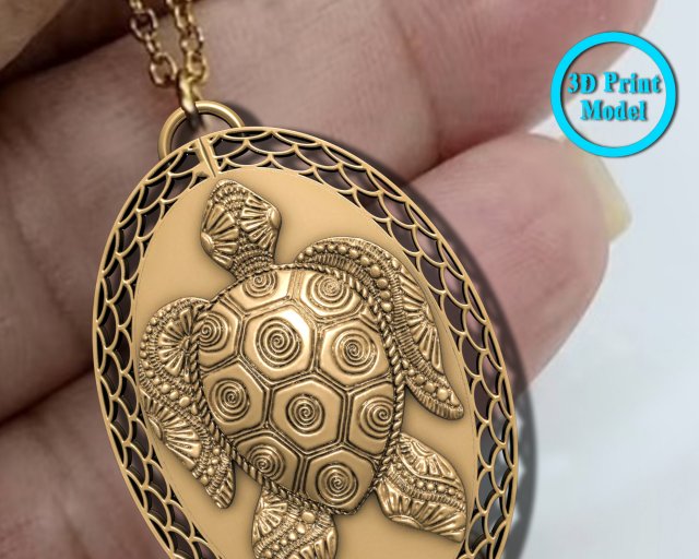 Turtle Pendant 3D Print Model .c4d .max .obj .3ds .fbx .stl .blend