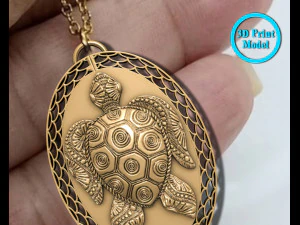 कछुआ पेंडेंट 3D प्रिंट मॉडल