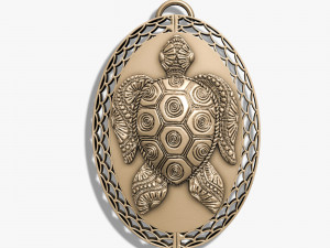 Turtle Pendant 3D Print Model