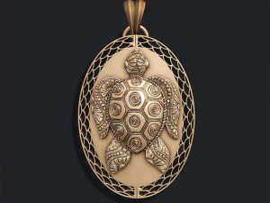 Turtle Pendant 3D Print Model