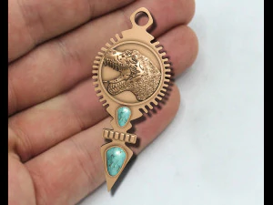 DINOSAUR PENDANT WITH AMERICAN TURQUOISE 3D Print Model