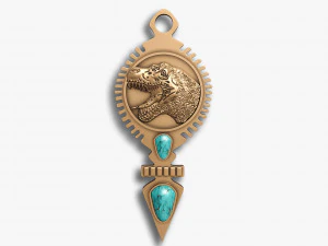 DINOSAUR PENDANT WITH AMERICAN TURQUOISE 3D Print Model