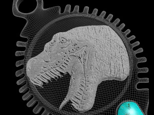 DINOSAUR PENDANT WITH AMERICAN TURQUOISE 3D Print Model