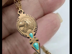 DINOSAUR PENDANT WITH AMERICAN TURQUOISE 3D Print Model