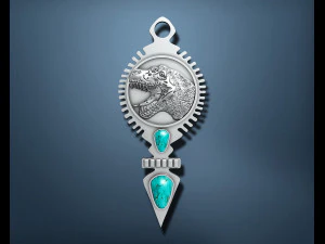 DINOSAUR PENDANT WITH AMERICAN TURQUOISE 3D Print Model
