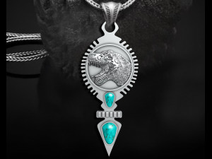 DINOSAUR PENDANT WITH AMERICAN TURQUOISE Model do druku 3D