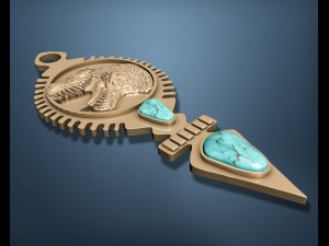 DINOSAUR PENDANT WITH AMERICAN TURQUOISE Model do druku 3D