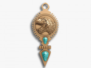 DINOSAUR PENDANT WITH AMERICAN TURQUOISE Model do druku 3D