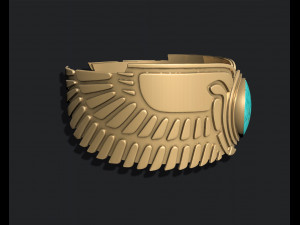 Wing Pharaonic bracelet with American Turquoise 3D 打印模型